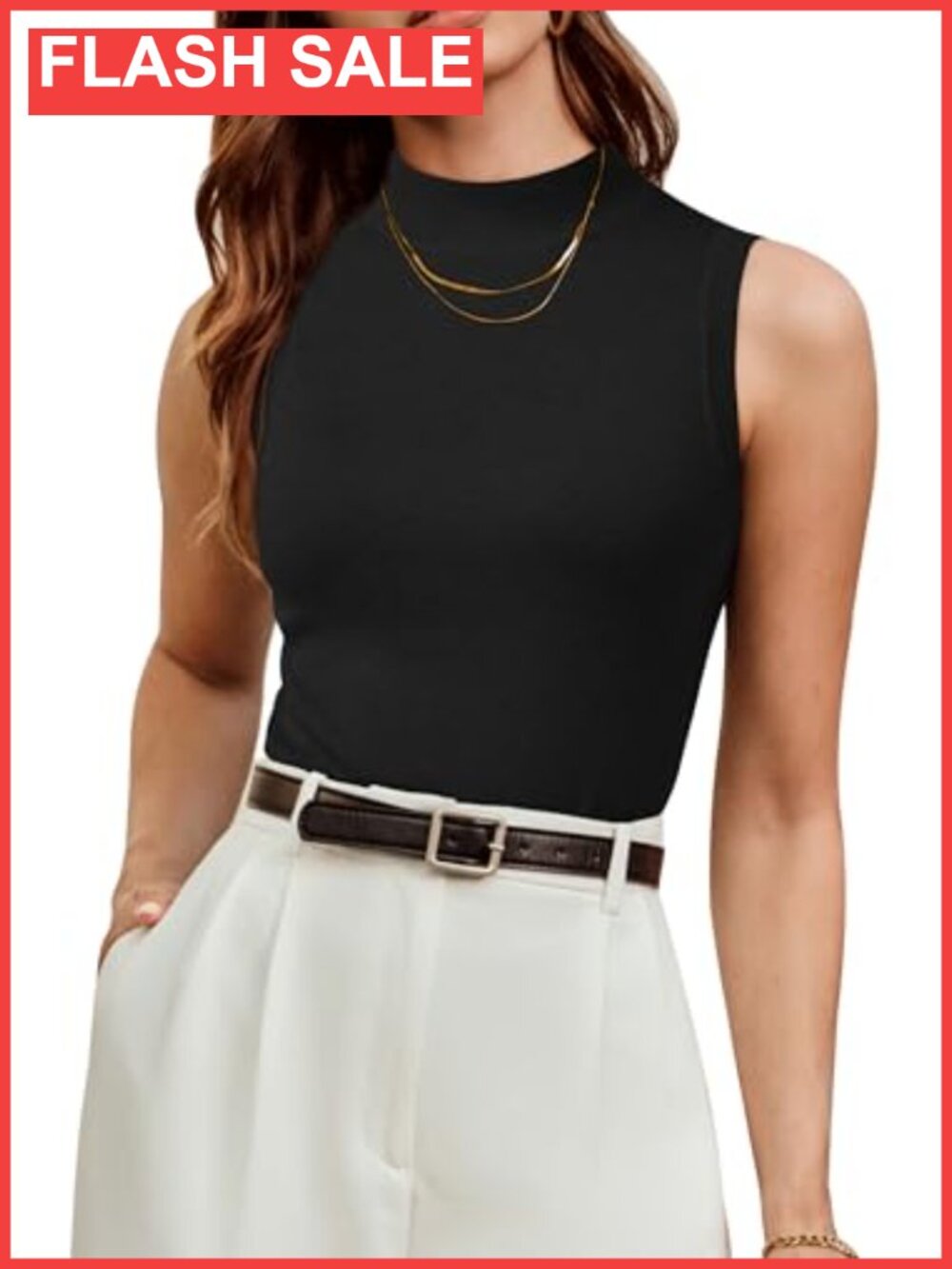 Wool Blend Mock Neck Sleeveless Sweater Tank for Business Casual